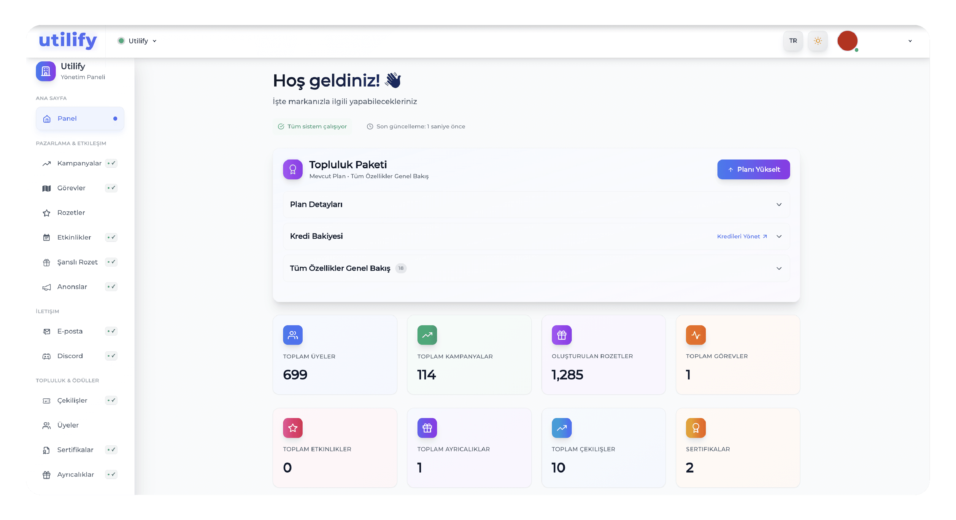 Kullanıcı Paneli / Dashboard